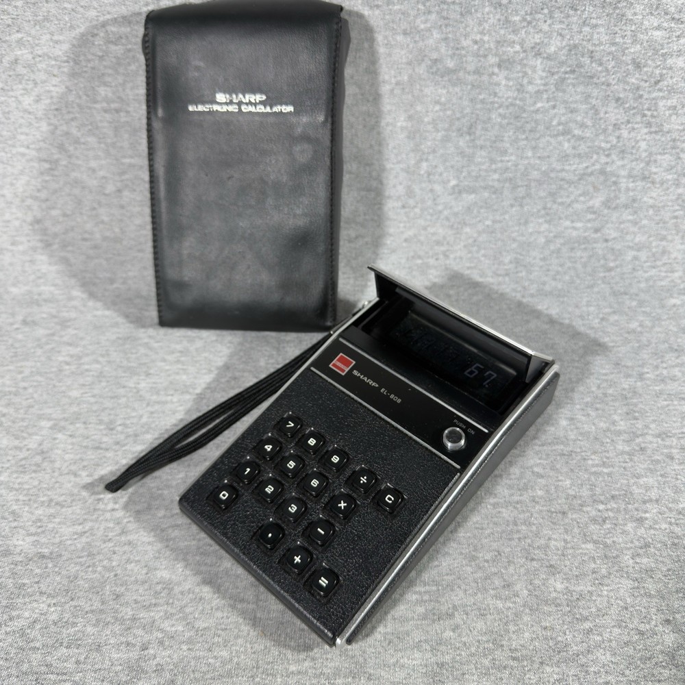 Vintage Sharp EL-808 LCD Liquid Crystal Display 1973 Calculator With Case