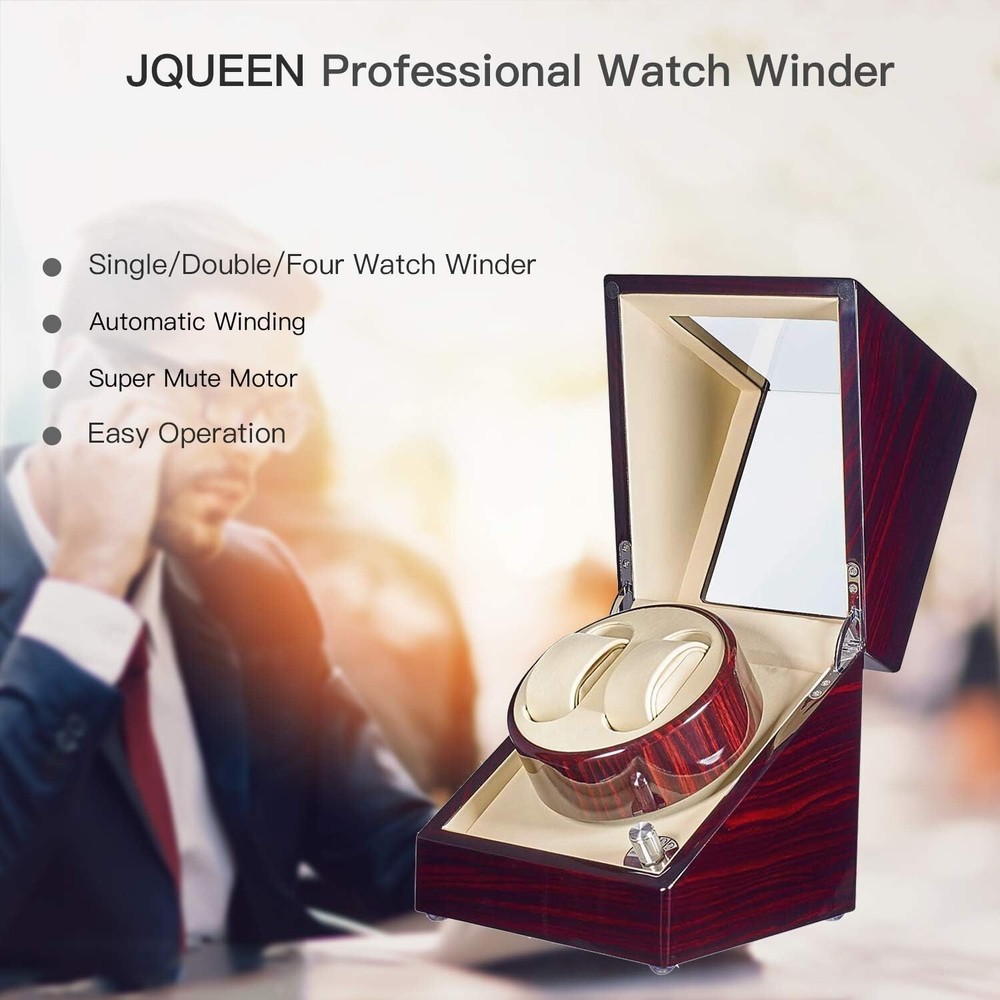 Double Watch Winder - Silent Japanese Motor - 5 Program Settings - Ebony Finish