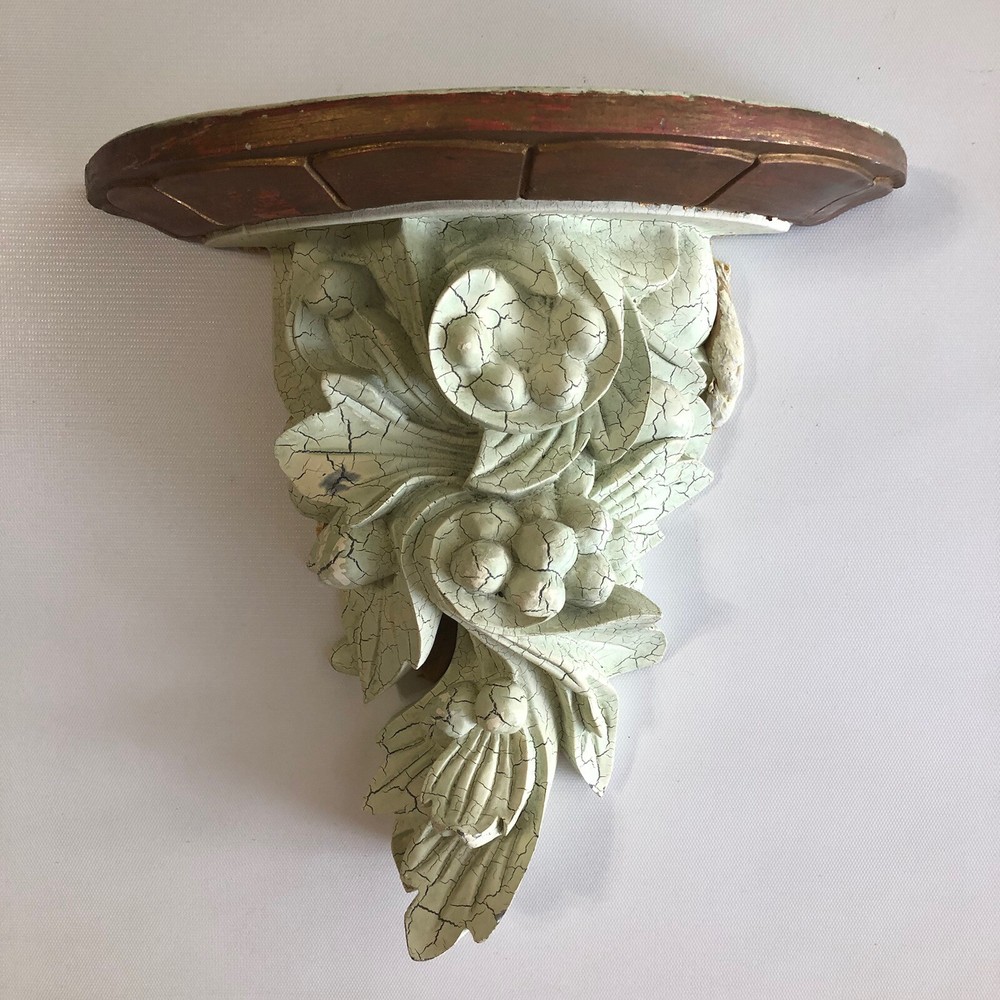 One Cast Resin Composite Neoclassical Leaf Crackled Style Wall Shelf Sconce