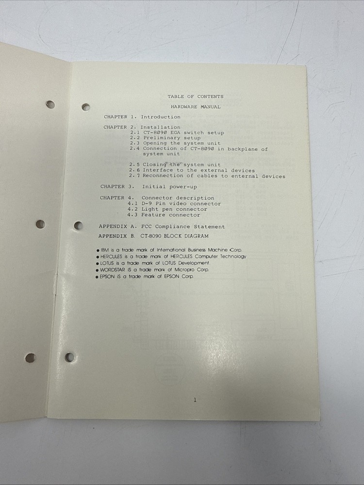 CT-8090 Enhanced Graphic Adapter User’s Manual - Vintage