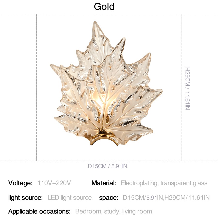 Replica French Crystal Maple Leaf Shaped Wall Lamp