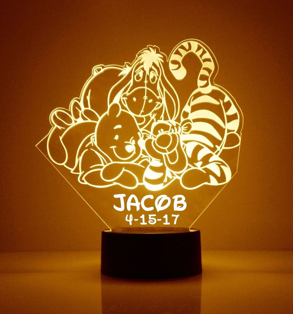 Winnie the Pooh & Tigger FREE LED Night Light Lamp with Remote Control Light