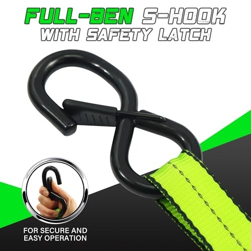 Motorcycle Tie Down Strap (4PK 1.5INX8FT) - 5,250lb Break Strength, Premium