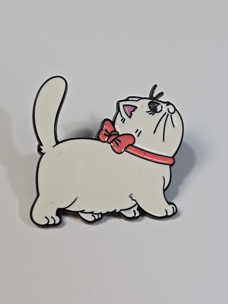 Cute White Cat With Tail Up Lapel Pin