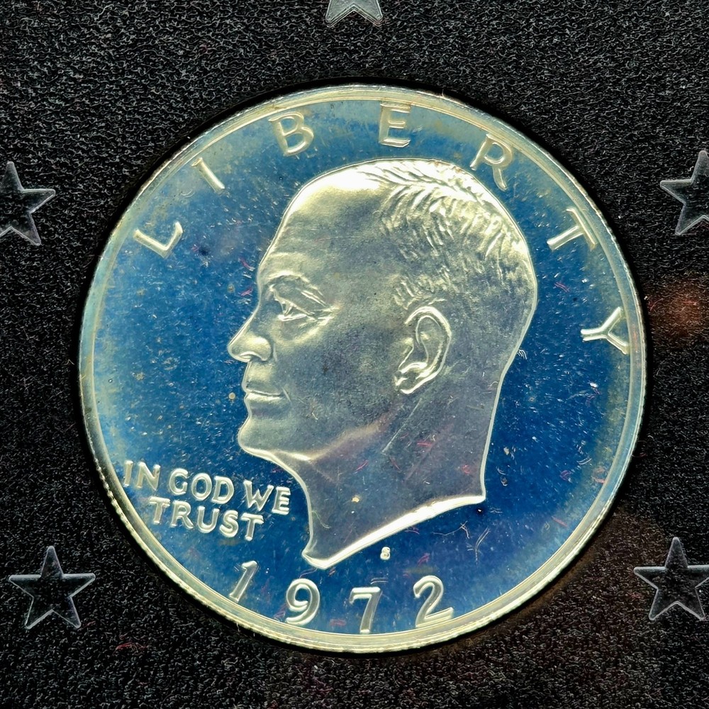 1972-S Eisenhower Proof Silver Dollar Brown Box 40% Silver US Mint Ike