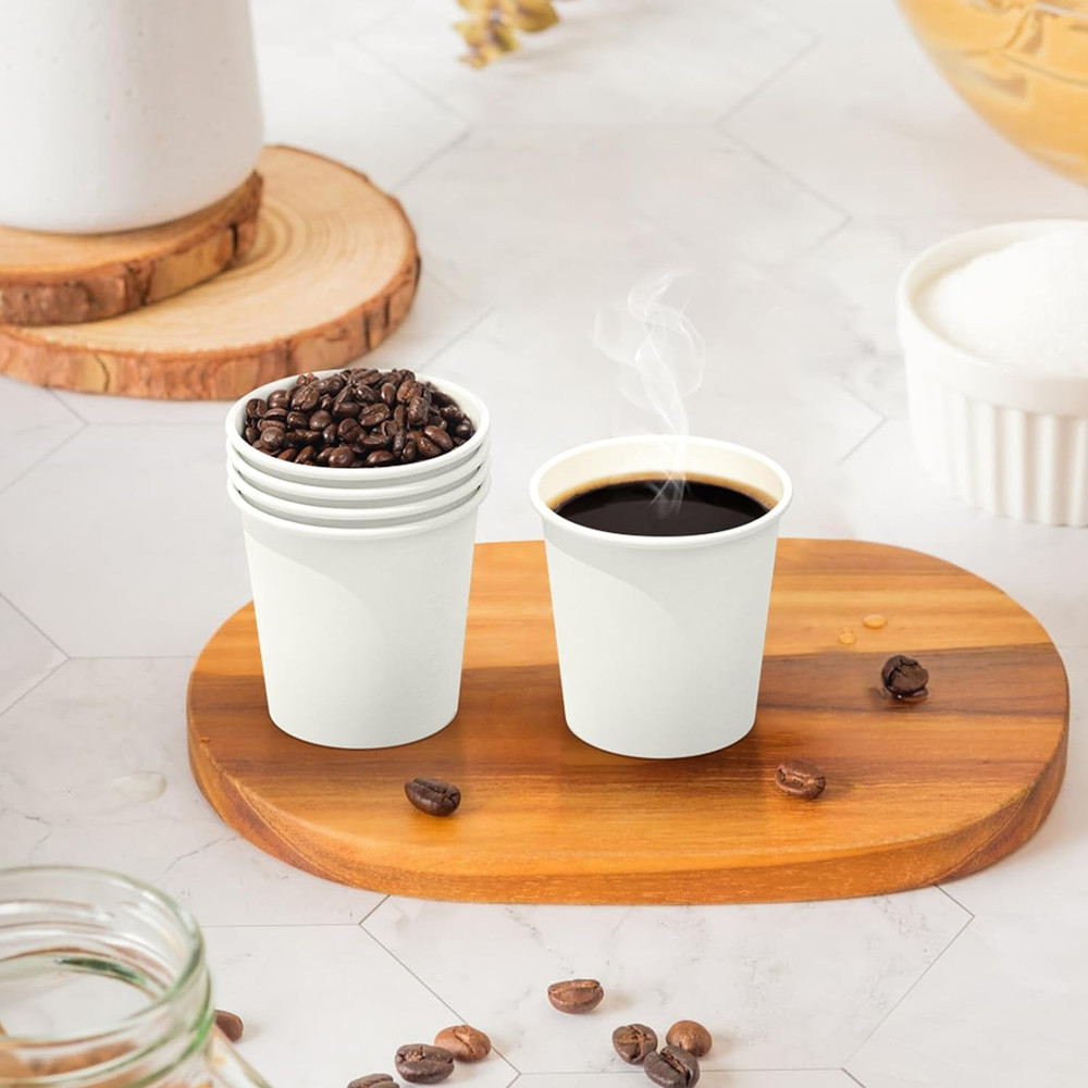 100 Count Disposable 4 Oz White Paper Cups for Cold and Hot Drinks