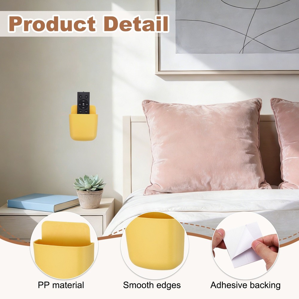 2pcs Remote Wall Mount Holder, Phone Sticker, Yellow