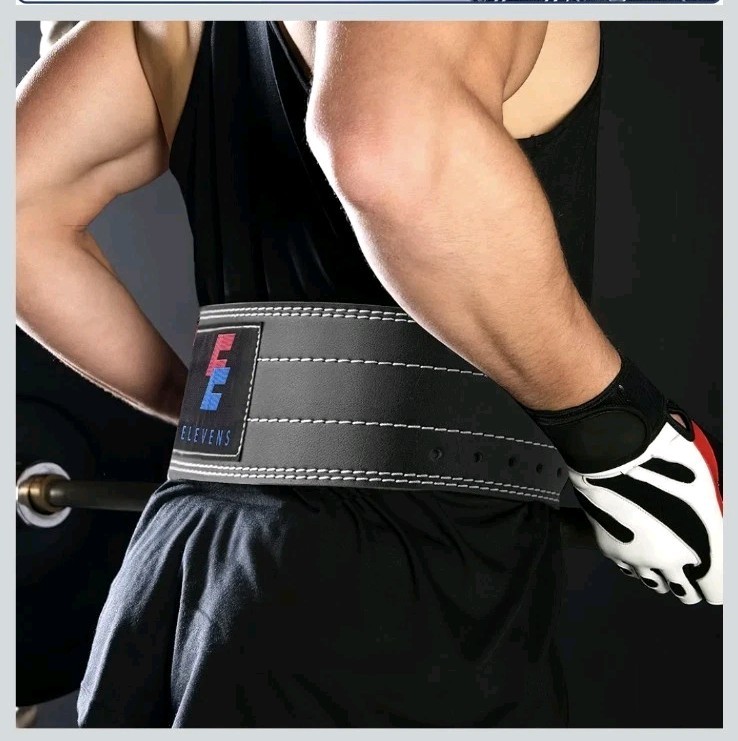 Elevens Leather Weightlifting Belt Size Medium 30”-34”Black