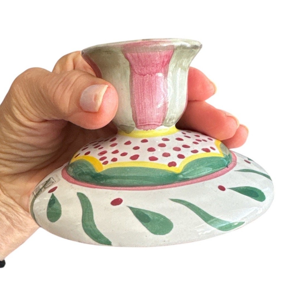 Cute Unique Boho Hand Painted 2.75” Candleholder