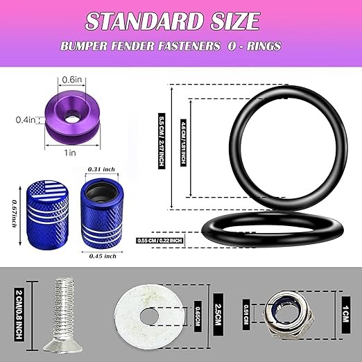 Bumper Quick Release Kit, 14pcs Quick Release Front Rear Bumper Color: Purple