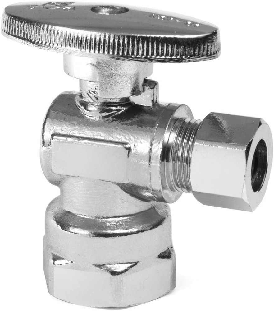 Angle Stop Valve,1/2" FIP Iron Pipe Compression Chrome Angle Shut-off Valve