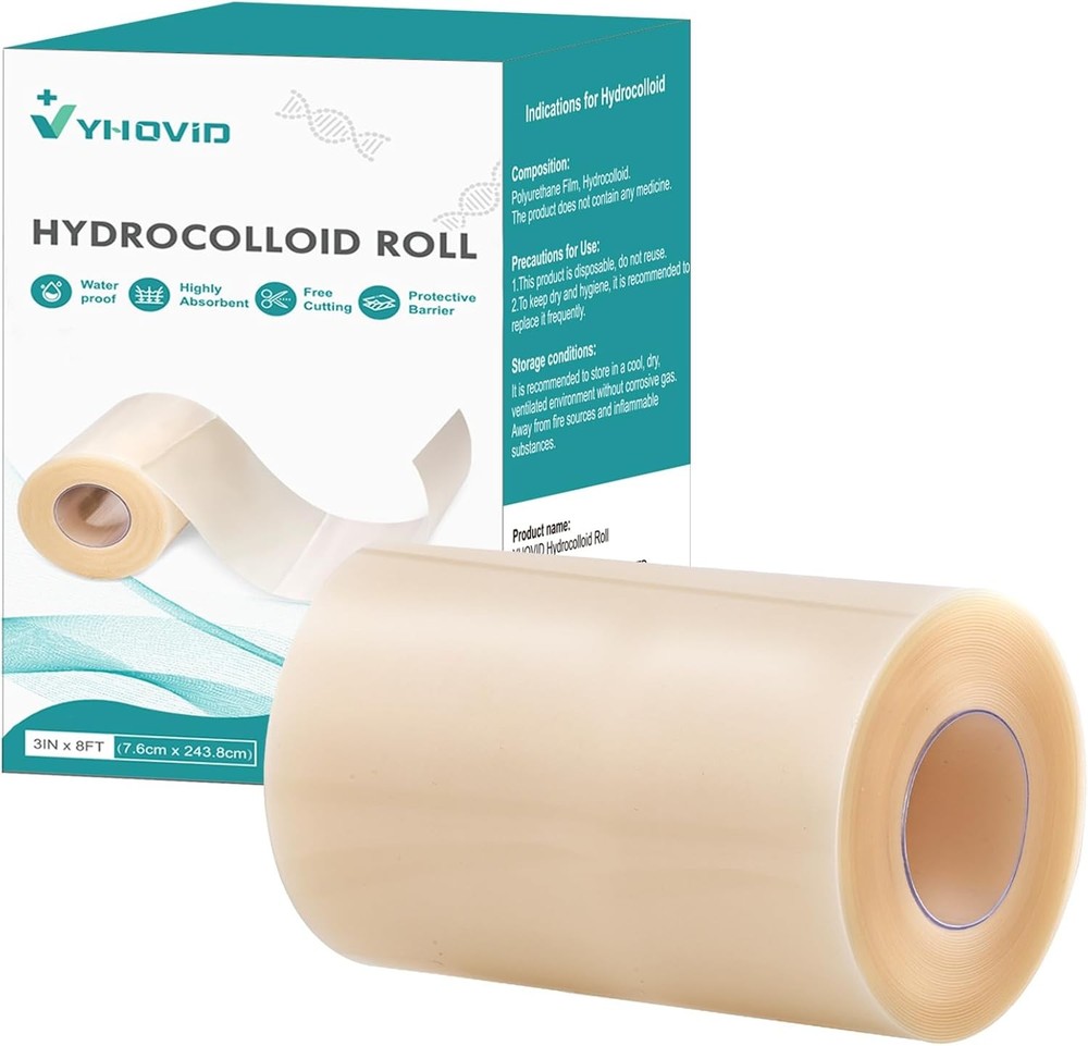 Hydrocolloid Roll for Wound Care, Patch Bandages with 3in x 8ft