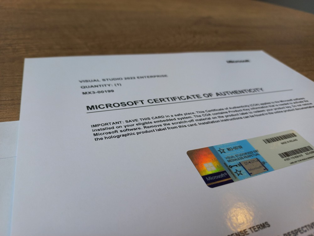 Microsoft Visual Studio 2022 Enterprise CoA AUTHENTIC License MX3-00199