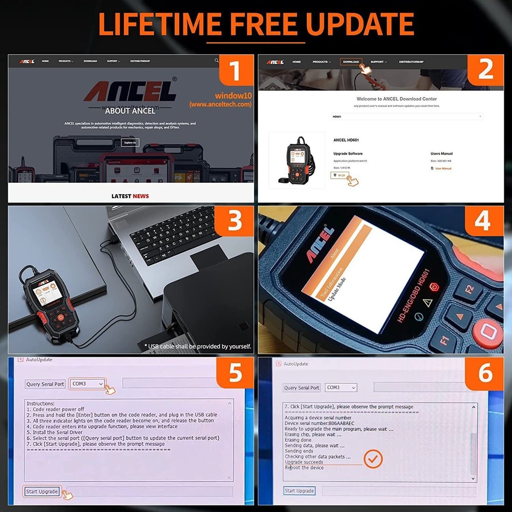 ANCEL HD601 Heavy Duty Truck Scanner Diagnostic Tool Code Reader DPF Regen ABS
