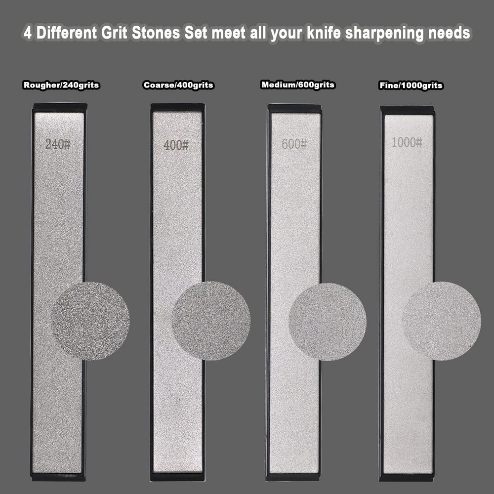 4PCS Diamond Sharpening Stone Set 240 400 600 1000 Grit Knife Chisel Sharpener