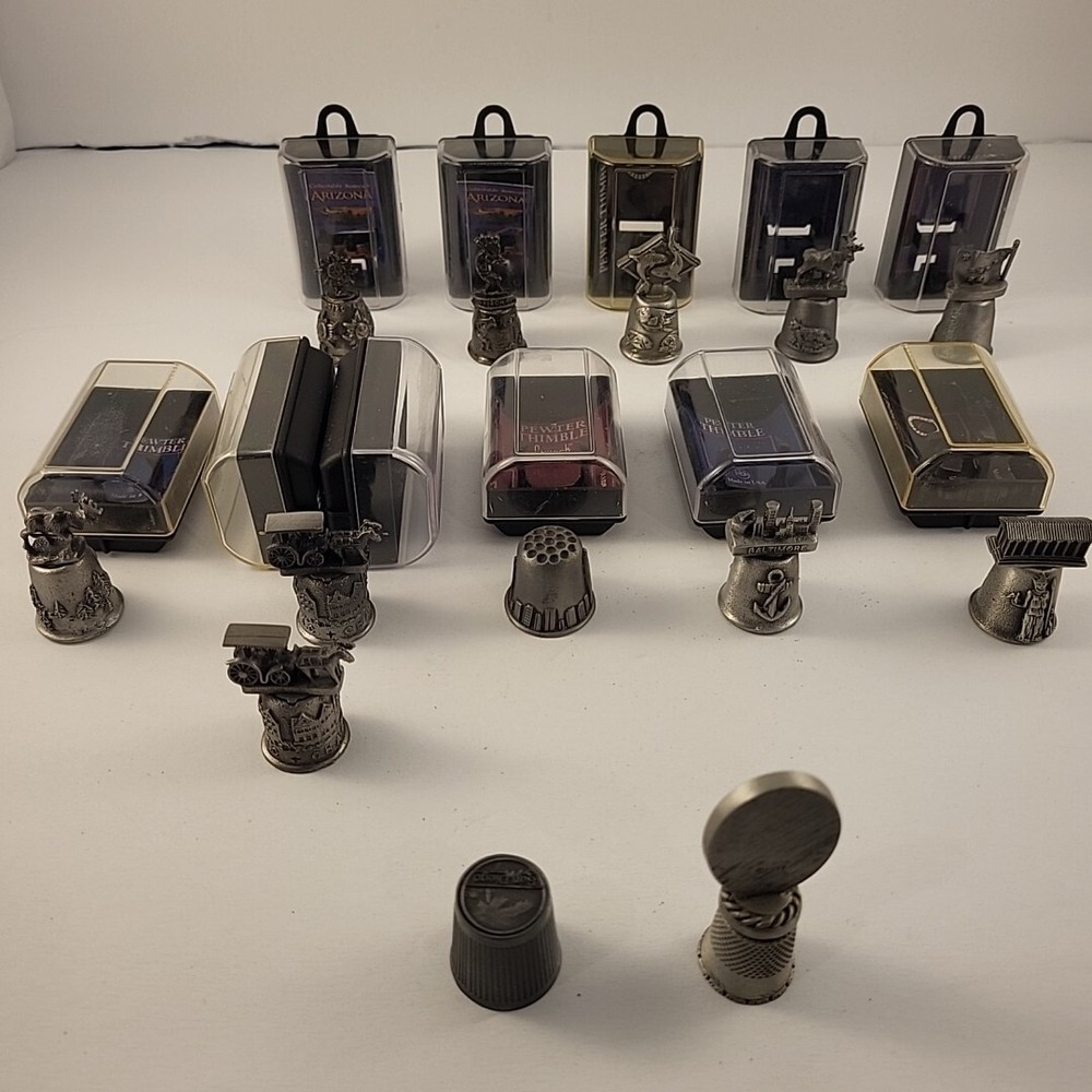 13 Pewter Thimbles Cities And States