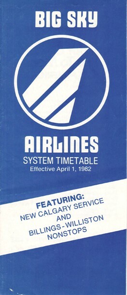 Big Sky Airlines timetable 1982/04/01