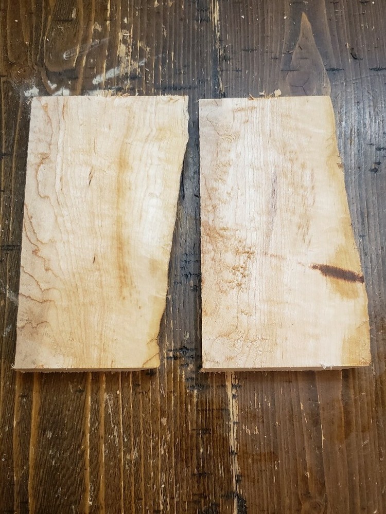 2pc CURLY MAPLE Scale Art Craft Knife Call M1274