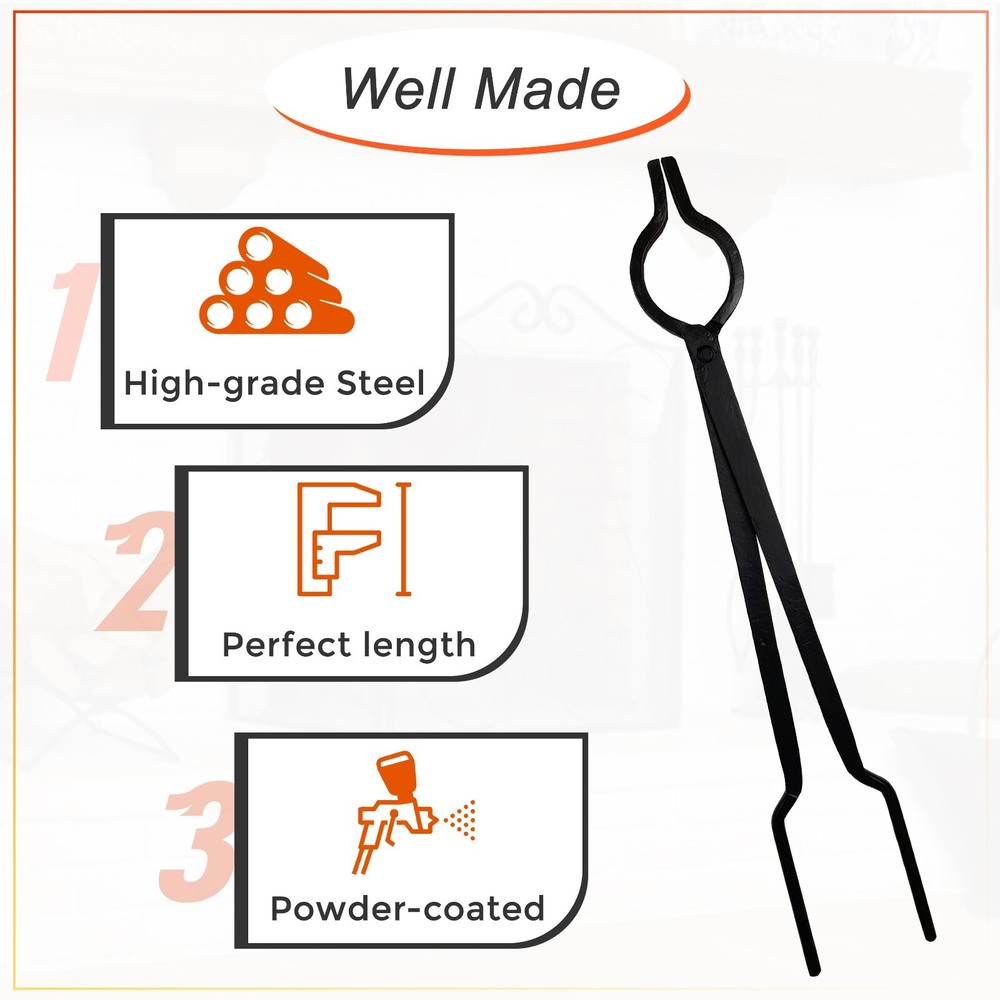 FEBTECH 30-Inch Campfire Tongs, Log Grabber Firewood Claw Tongs