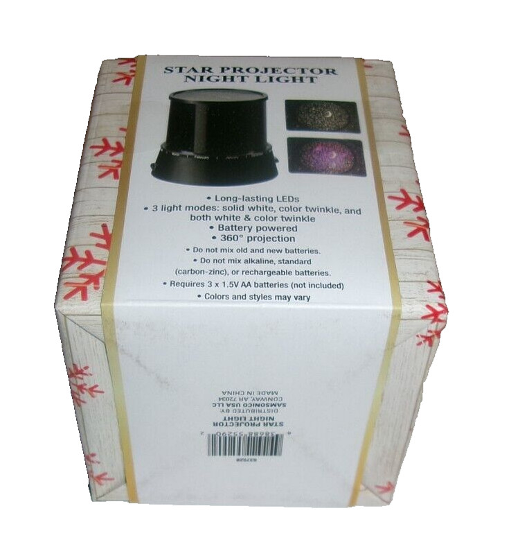 360 LED Star Projector Night Light LED 3 Light Modes Solid/Twinkle Battery Power
