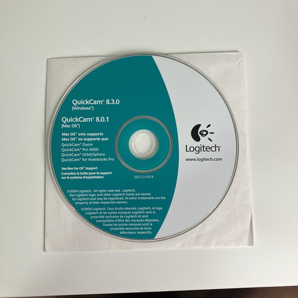 Logitech QuickCam Software CD 8.3.0 Windows, QuickCam 8.0.1 Mac 2004 Disc