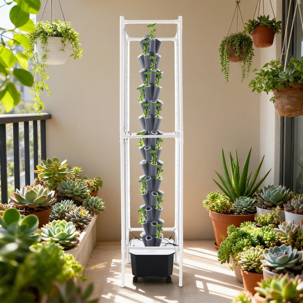 Vertical 70-Pots Hydroponics Tower w/Light Hydroponic Growing System Gardening