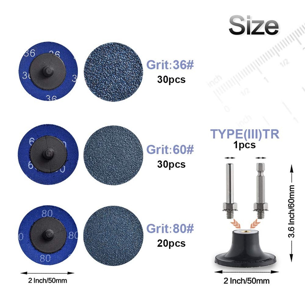 Quick Change Grinding Disc, 80 Pcs 2 inch Sanding Discs for Die Grinder Acces...