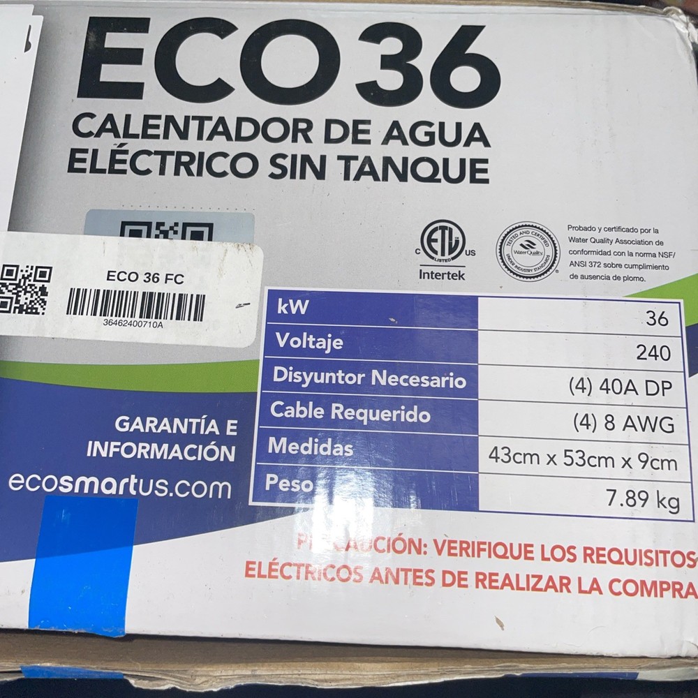 EcoSmart 36 kW 7.03 GPM 240-Volt Electric Tankless Water Heater (FOR PARTS)