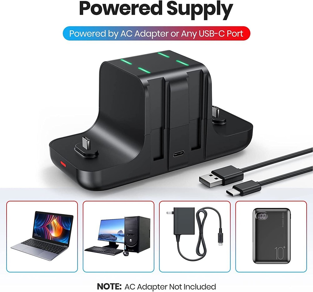 NEWDERY Controller Charger Dock For Nintendo Switch Pro Controller and Joy con