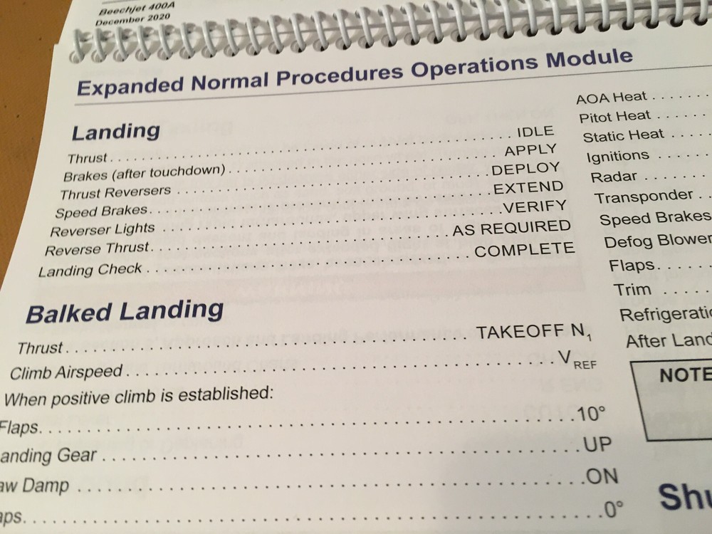 BeechJet 400A Expanded Normal Procedures Operations Booklet Manual