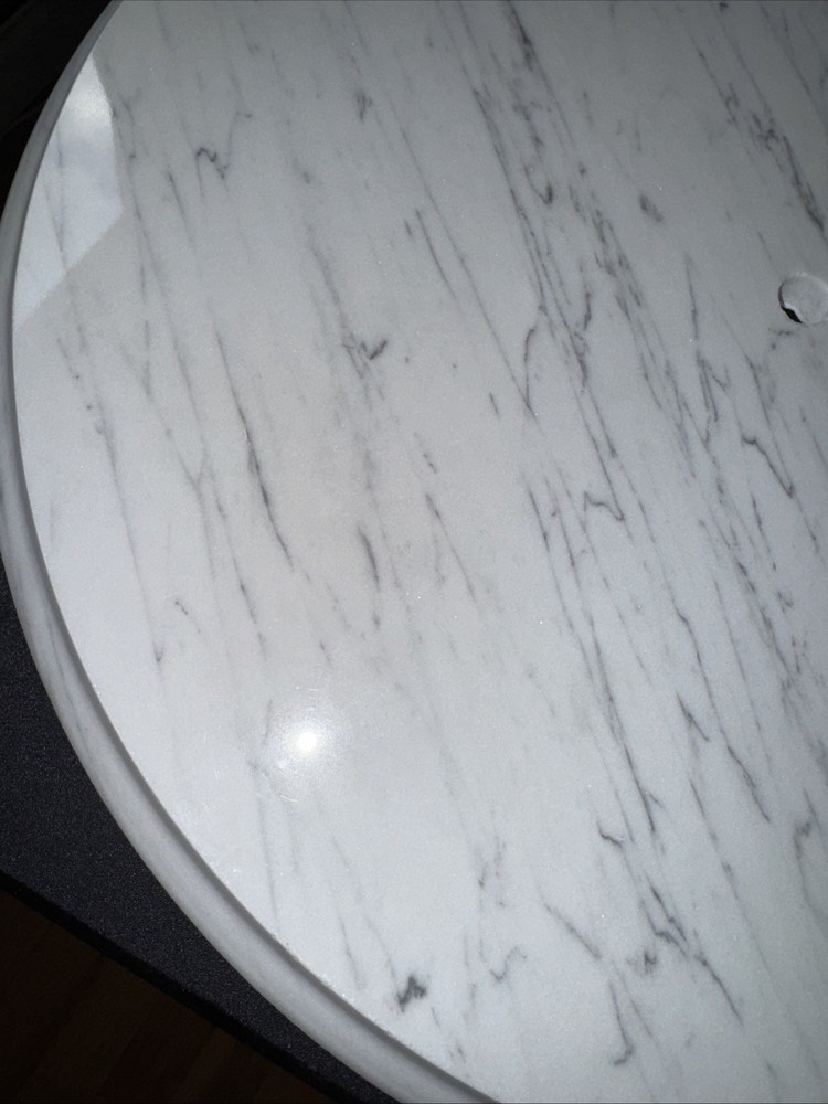 Vintage Solid Replacement 18” Marble Table Top (Italy) White & Gray Veining