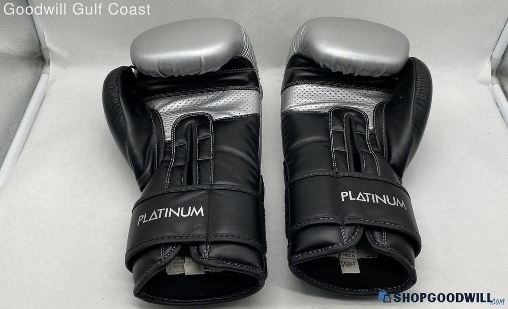 Title Platinum Boxing Training Gloves - Black/Silver 14oz chain 1