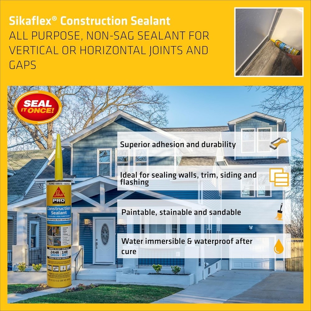 Precision White Construction Sealant - 10.1 oz Multi-Surface, Quick-Dry Formula