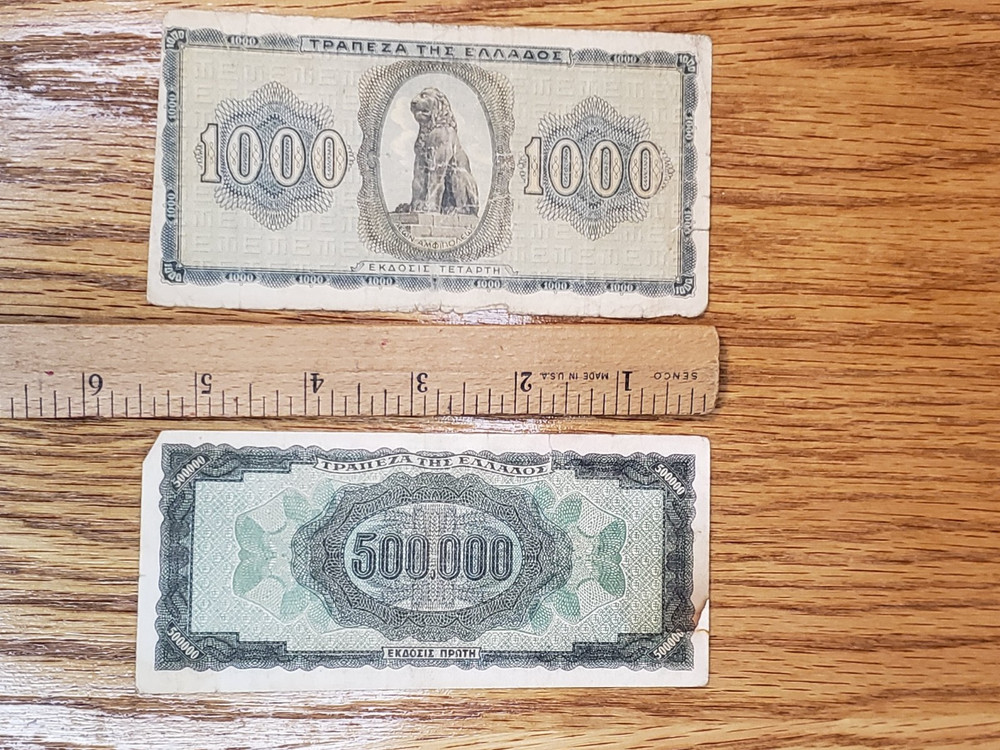 (2) vintage Drachmai Banknotes
