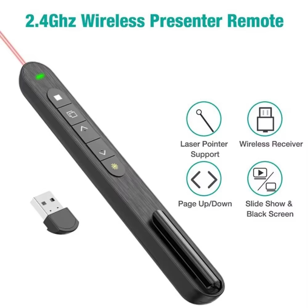 Wireless Presenter Remote Pointer – Compatible with Windows/Mac/Linux/Android