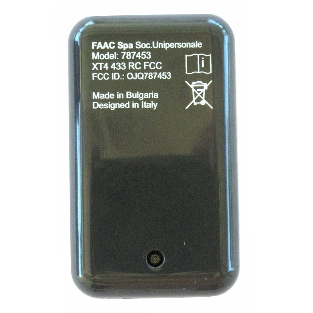 FAAC XT4433RC 4-Button Rolling Code Remote Control 433MHz Model 787453