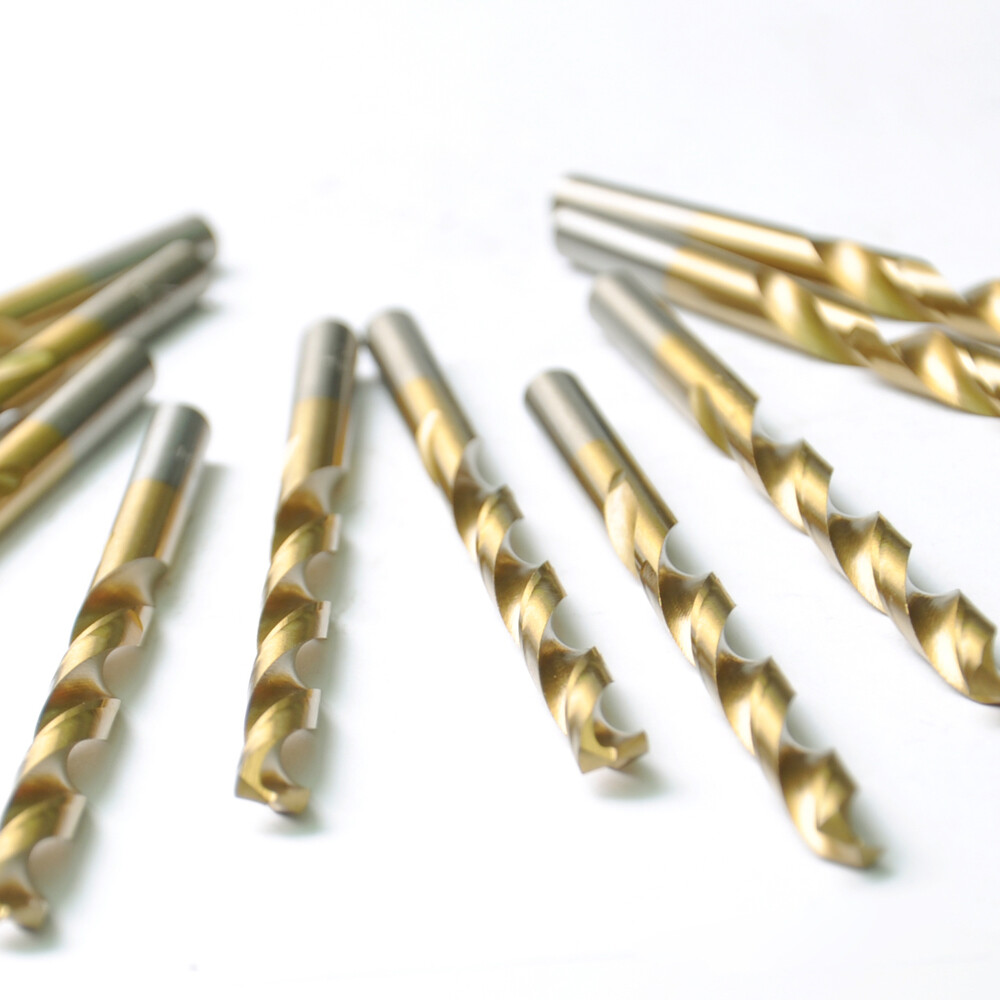 Drillforce 10PCS 1/2" Titanium Drill Bit Set HSS Metal Woodworking Drill Bits