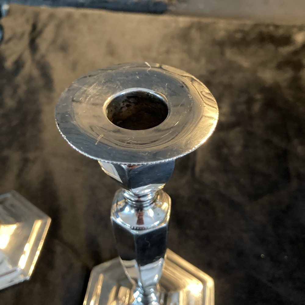 Homan Silverplate Candlesticks Candle Holders Hexagonal Base Model 1161