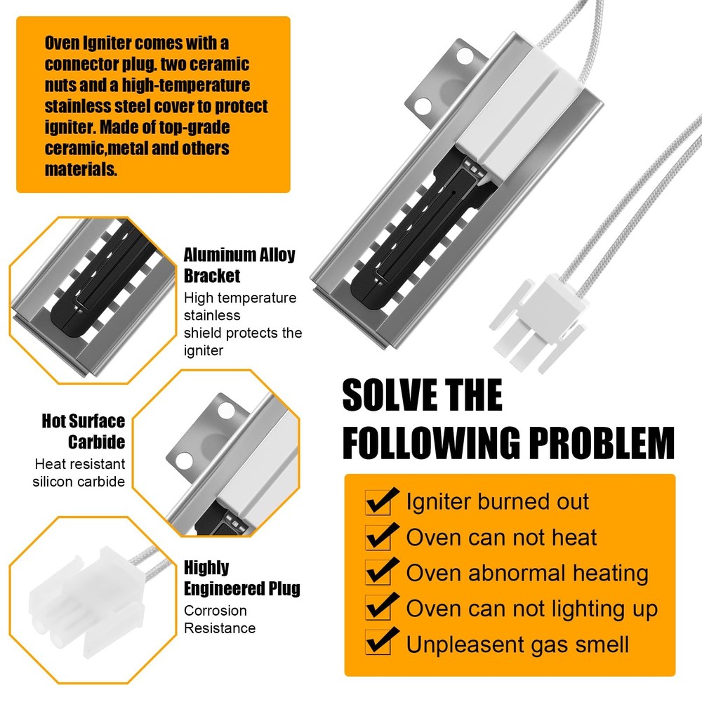 Gas Range Oven Ignitor Replacement Range Oven Temperature Sensor Probe Compat...
