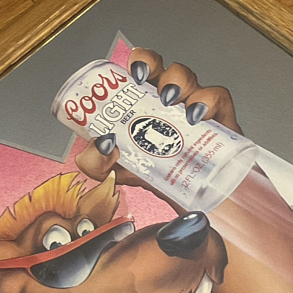 1990 Coors Light Beer Wolf Beer Mirror