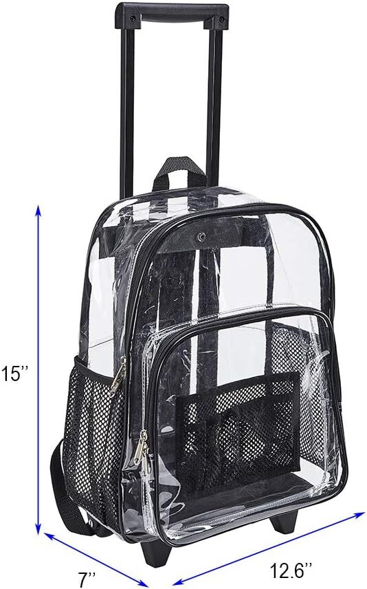 Rolling Clear Backpack, Heavy Duty Cold-Resistant Security Transparent PVC...