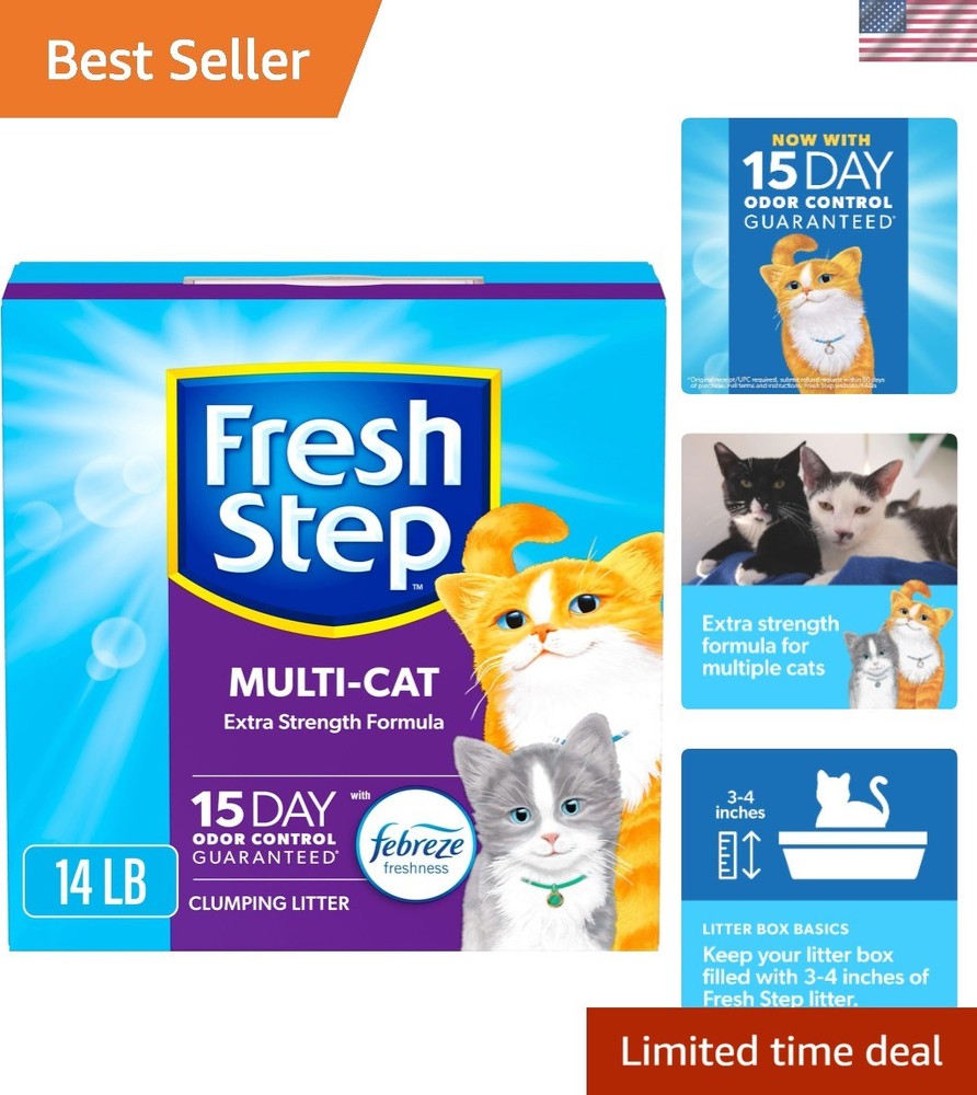 Clumping Cat Litter, Multi-Cat, Long Lasting Odor Control Kitty Litter with A...