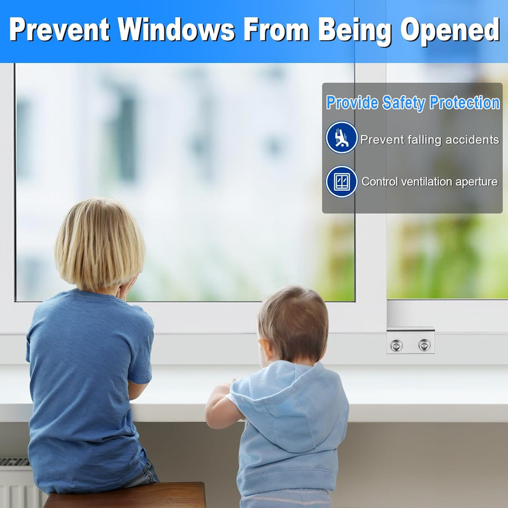 Sliding Window Locks (2 Sets), Secure Window Lock with Key, Window Locks for Up