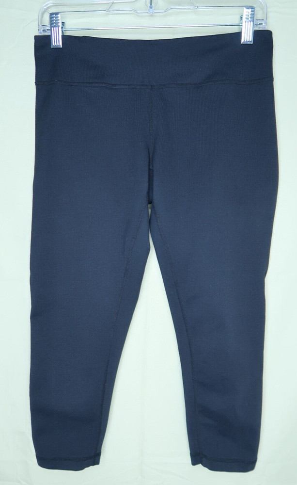 Zella Solid Black Cropped Capri Athletic Leggings Vented Side Womens Size Medium