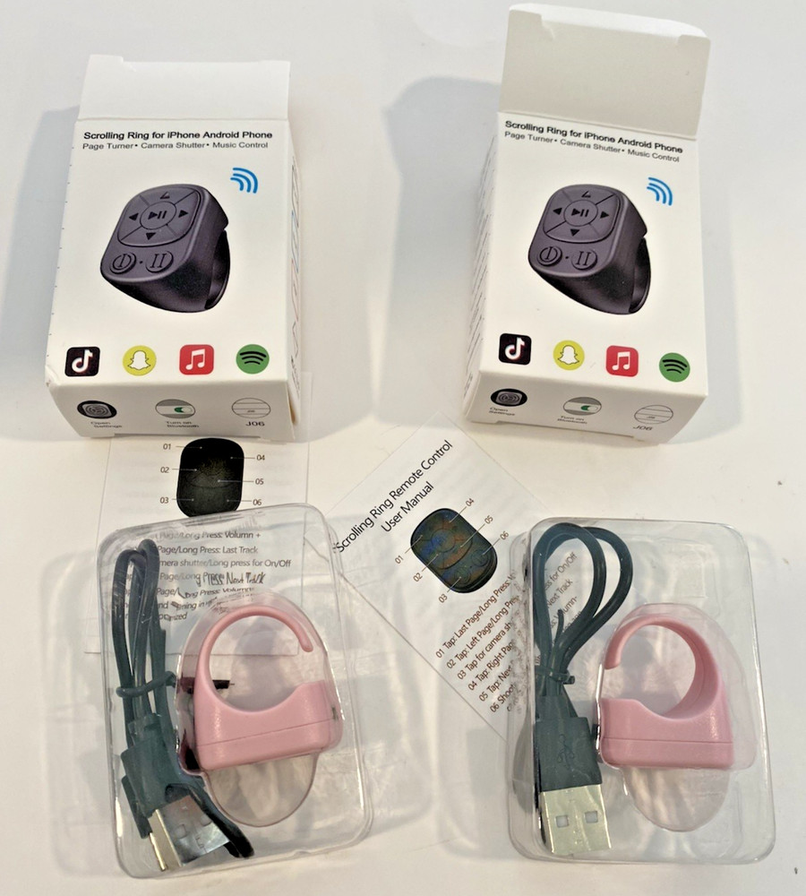 Tiktok Scrolling Ring Remote Control Suitable for Iphone, iPad, Pink , 2 Pack