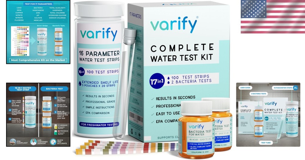 Comprehensive Water Quality Testing Kit - 100 Strips & Bacteria Testing Included