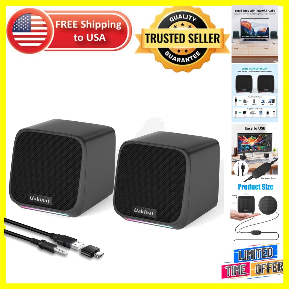 High-Definition USB-Powered Computer Speakers - Compact & Stylish Sound Solution