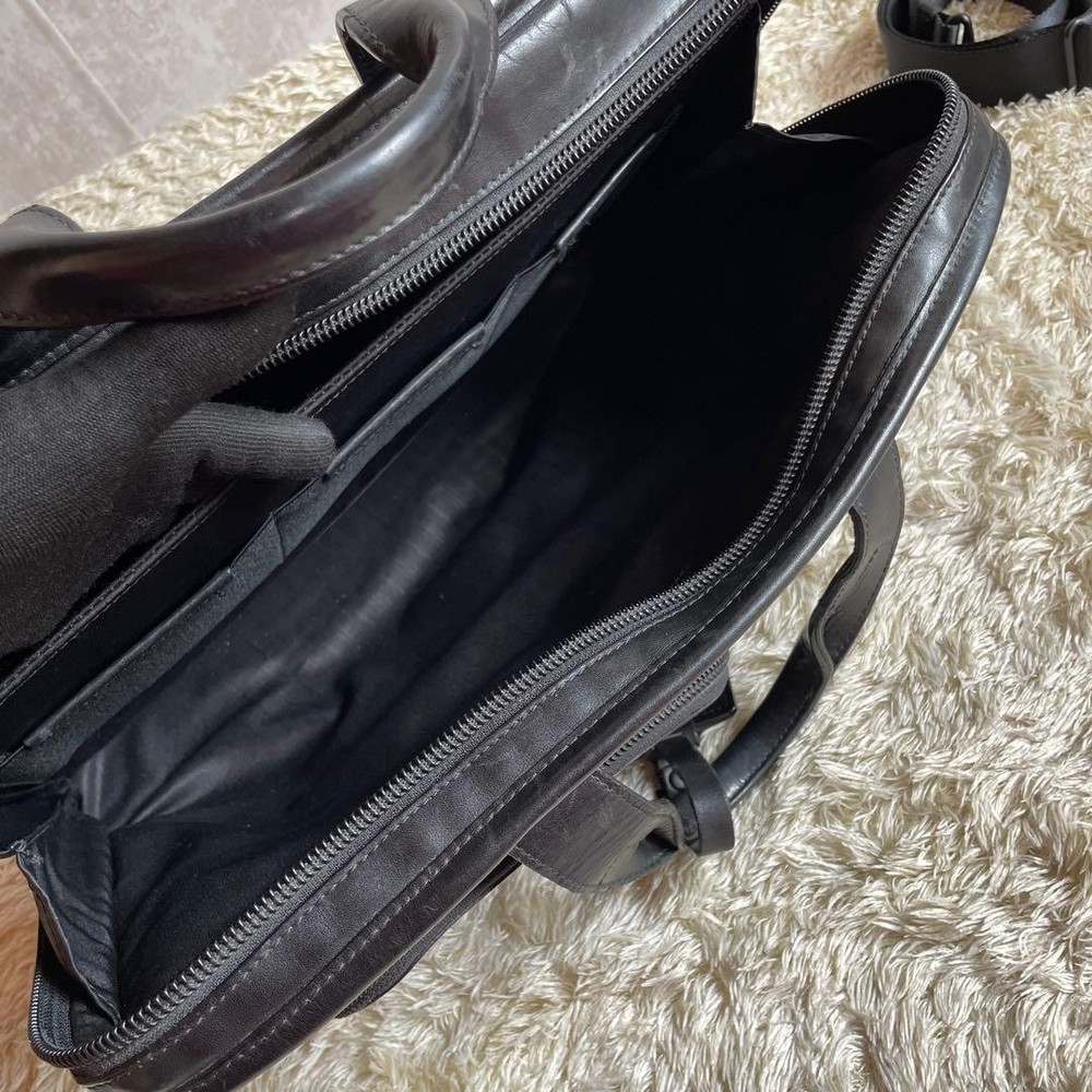 TUMI ALPHA 2 All Leather Business Briefcase 2-Way Black Used
