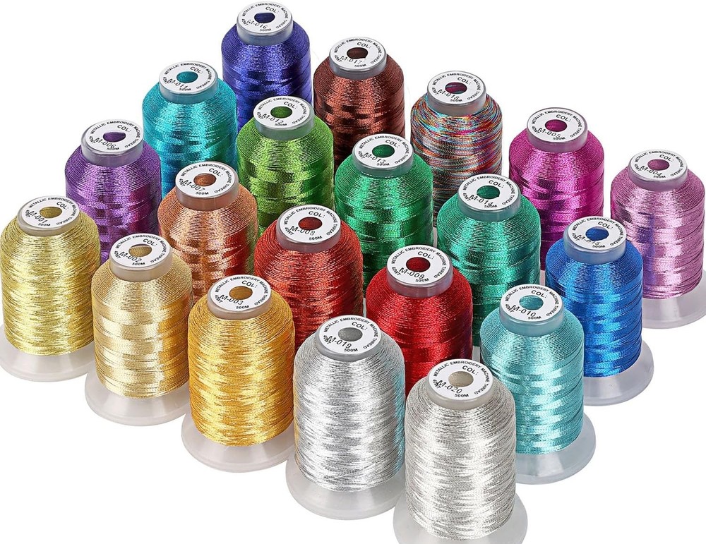 Elite Metallic Embroidery Thread Collection - 20 Colors