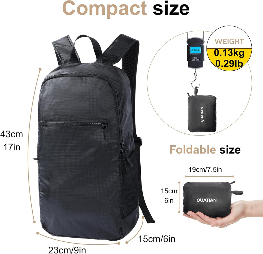 Lightweight Foldable Backpack – Water-Resistant Travel Daypack with Spacious Com